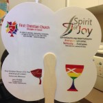Back of fan distributed by Twin Cities Open & Affirming churches at Twin Cities Pride.