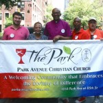 Members of The Park - Park Avenue Christian Church - prepared to march in New York City's Pride Parade.