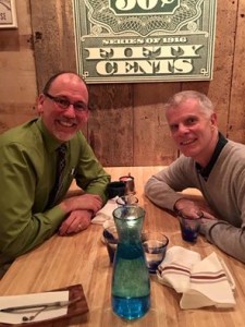 Allen Harris, co-founder of GLAD's Open & Affirming Ministry Program and currently Regional Minister, Capital Region, and Mark Johnston, catch some down time after the Building an Inclusive Church Training at National City Christian Church in Washington DC.