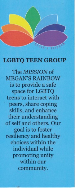 Megan's Rainbow is an LGBTQ support group for teens that meets at Brentwood Christian Church in Springfield, MO.